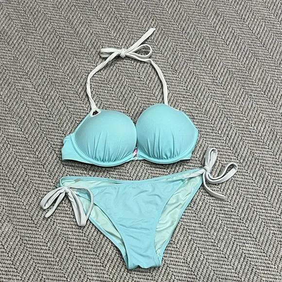 Victoria's Secret Light Aqua Halter Bikini Set - Picture 1 of 7